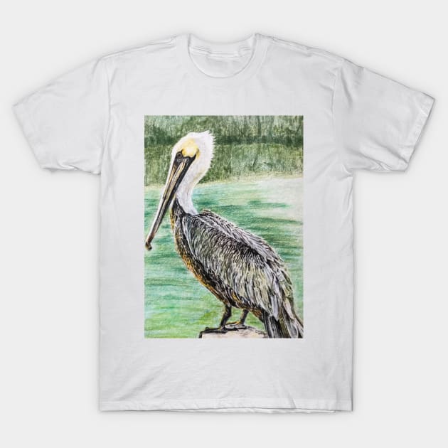 Pelican, color pencil illustration T-Shirt by ShiningLightGallery